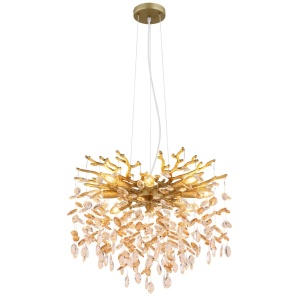 Lustre, Lustra Queena 8xE14, cristale, Ø60 cm, IP20, aurie mat, Globo Lighting - savelectro.ro