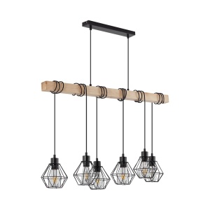 Lustra Wooden BR-BV02-00021, 6xE27, neagra+naturala, IP20, Braytron [3]- savelectro.ro