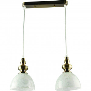 Pendul Rini, 2 becuri, dulie E27, alba, bronz, metal, sticla, Klausen [1]- savelectro.ro