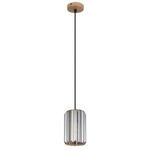 Pendule, Pendul Run 1xE27, IP20, imitatie lemn, sticla fumurie, Globo Lighting - savelectro.ro