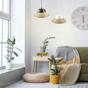 Pendul Wicker LY-3335, 1xE27, negru+natural, IP20, Klausen [4]- savelectro.ro