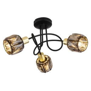 Plafoniera Indiana 3xE14, Ø38 cm, neagra mat+aurie mat, IP20, Globo Lighting