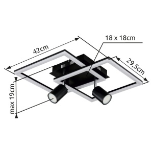 Plafoniera LED+2xGU10 Danny 36W, 2600 lm, lumina calda (3000K), 42 cm, neagra mat, Globo Lighting [9]- savelectro.ro