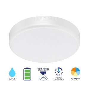 Plafoniera LED cu senzor si kit de emergenta, 20W, 2000lm, IP54, 280mm, lumina calda/neutra/rece, alba, Braytron [2]- savelectro.ro