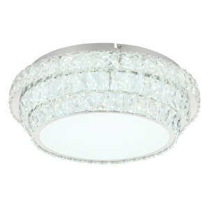Plafoniere LED, Plafoniera LED Klara 48W, 3400 lm, lumina calda/neutra/rece, cristale, Ø50 cm, telecomanda, dimabila, IP20, crom, Globo Lighting - savelectro.ro