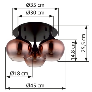 Plafoniera Maxy, 3xE27, IP20, negru mat/cupru, Globo Lighting [4]- savelectro.ro