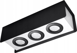 Corpuri de iluminat, Plafoniera Stereo 3, 3xGU10, IP20, neagra+alba, Kobi - savelectro.ro