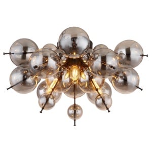 Plafoniere, Plafoniera Udo, 3xE14, IP20, negru/fumuriu, Globo Lighting - savelectro.ro