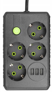 Prelungitor 4 Prize, 2m, 3xUSB-A, cu Intrerupator [3]- savelectro.ro