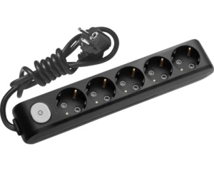 Prelungitoare Electrice, Prelungitor 5 prize 1.5 metri + intrerupator X-tendia Panasonic, Negru - savelectro.ro