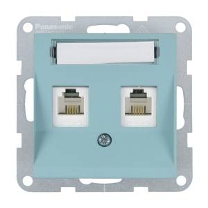 Prize si intrerupatoare, Priza dubla internet cat 6, IP20, Turcoaz, Panasonic Karre Plus 55 Soft Touch - savelectro.ro