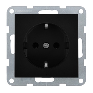 Priza simpla cu impamantare 16A, IP20, Negru, Panasonic Karre Plus 55