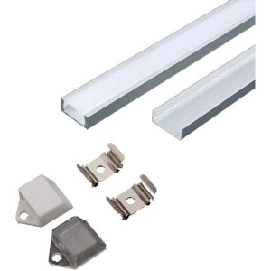 Profil Banda LED, Aplicat (PT), Subtire, Aluminiu + Alb, 2m