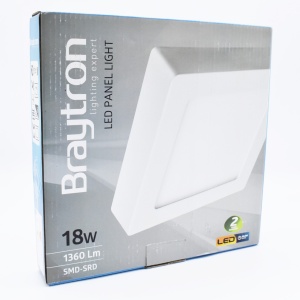 Resigilate, (RESIGILAT) Spot LED 18W Aplicat, Patrat, Braytron, 1360lm, Lumina Calda (3000K), Alb - savelectro.ro