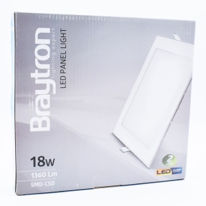 (RESIGILAT) Spot LED 18W Incastrat, Patrat, Braytron, 1360lm, Lumina Rece (6500K), Alb