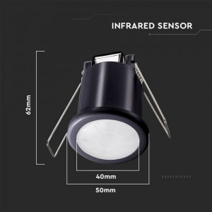 Senzor de miscare cu infrarosu, montaj in doza, negru, detectie 360 de grade, V-TAC [7]- savelectro.ro