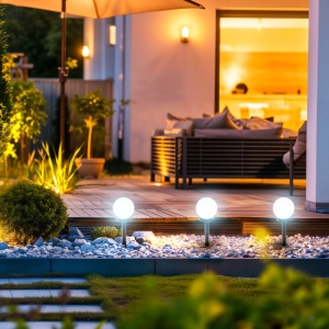 Set 10 lampi solare, forma minge, lumina rece(6500 K), Kobi [10]- savelectro.ro