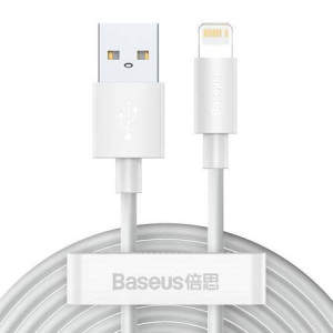 Set cablu de date Simple Wisdom USB la Lightning 2,4A, 2 bucăți/set, 1,5 m alb [1]- savelectro.ro
