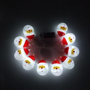 Instalatie de Brad cu Baterii, Sir luminos figurine mos, 10 becuri, 1.6 metri, lumina rece, alimentare cu baterii, Masterled - savelectro.ro
