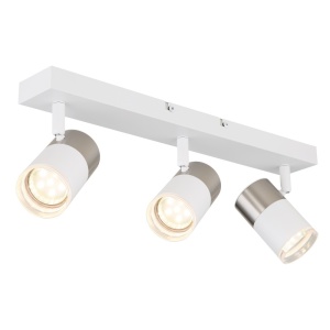 Spot aplicat Brisbon 3xGU10, orientabil, IP20, alb+nichel mat, Globo Lighting