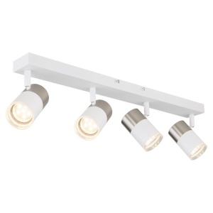 Spot aplicat Brisbon 4xGU10, orientabil, IP20, alb+nichel mat, Globo Lighting