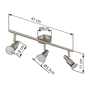 Spot aplicat Kinley, 3xGU10, IP20, nichel mat+crom, Globo Lighting [4]- savelectro.ro