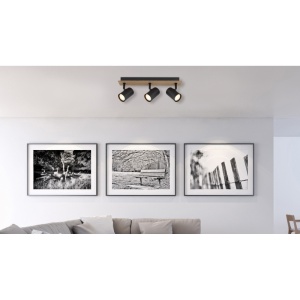 Spot aplicat Linca, 3xGU10, IP20, negru mat+lemn, Globo Lighting [7]- savelectro.ro