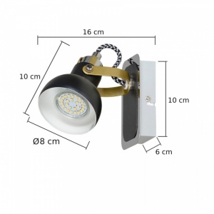 Spot aplicat Pixi, 1xGU10, IP20, negru+crom, Kobi [3]- savelectro.ro