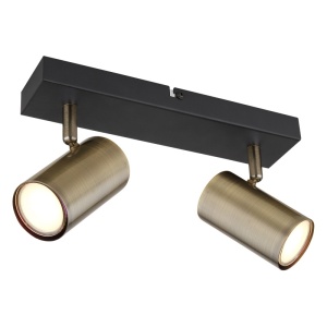 Spoturi, Spot aplicat Robby 2xGU10, orientabil, IP20, negru mat+alama, Globo Lighting - savelectro.ro