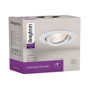 Spot incastrat rotund, aluminiu, alb, IP20, Braytron [5]- savelectro.ro