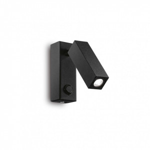 Spot LED Page 142241, patrat, cu intrerupator, orientabil, 3W, 210lm, lumina calda, IP20, negru, Ideal Lux