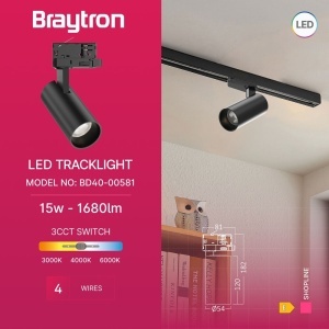 Spot LED pe sina 15W, lumina calda/neutra/rece, 1680lm, negru, Braytron [3]- savelectro.ro