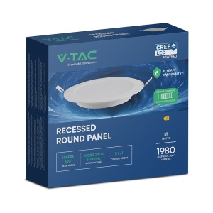 Spot LED rotund incastrat, 18W, 1980lm, lumina calda/neutra/rece, cip CREE, IP20, alb, V-tac [2]- savelectro.ro