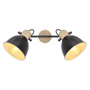 Spot Wiho 54018-2S , 2xE27, negru+natural, IP20, Globo Lighting [4]- savelectro.ro