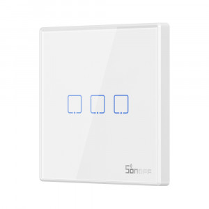 Telecomanda Wireless Sonoff T2EU3C-RF, 3 canale, RF, sticla securizata, alba [1]- savelectro.ro