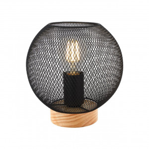 Lampi de birou si veioze, Veioza Matroz KL108035, cu intrerupator, 1xE27, neagra+naturala, IP20, Klausen - savelectro.ro