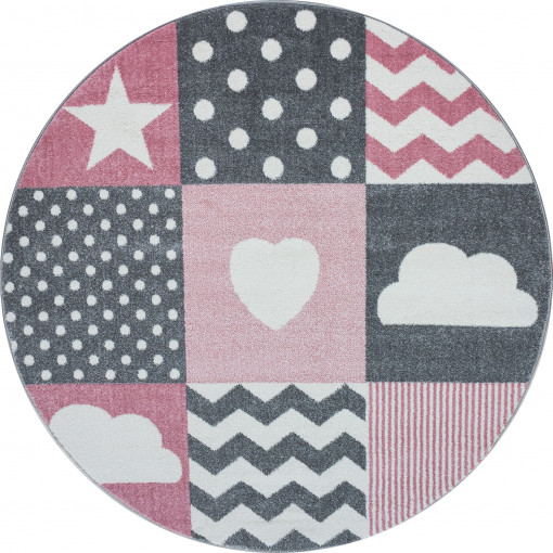 Covor Rotund Kids Roz V7 160x160 cm