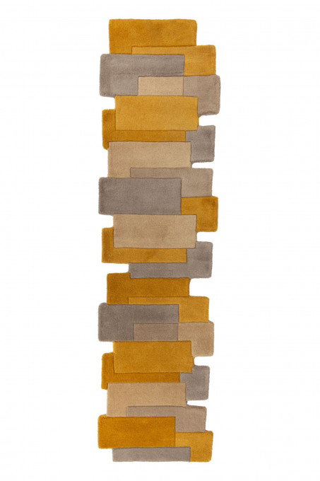 Covor traversă Collage Galben Ochre/Natural 60x230 cm
