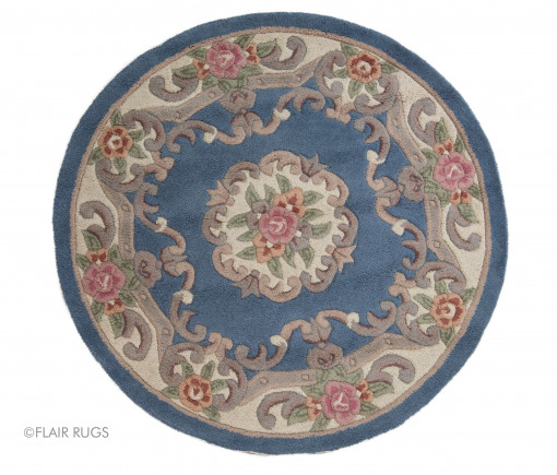 Covor Aubusson Albastru 120x120 cm, rotund