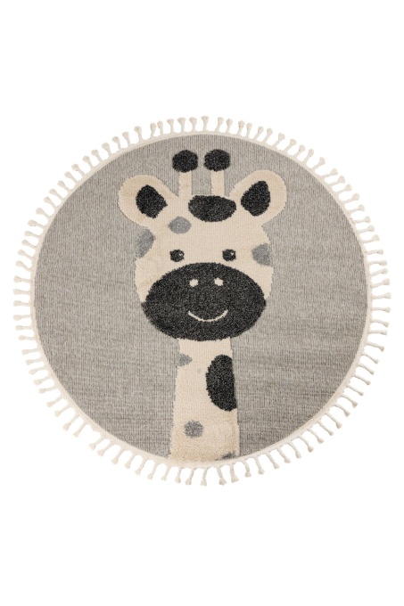 Covor rotund copii Fano Gri 133x133 cm