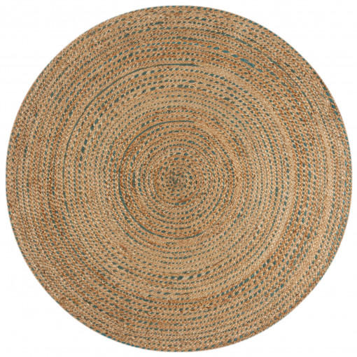 Covor Capri Jute Circle Natural/Albastru 180x180 cm, rotund