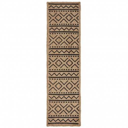 Covor traversă Luis Natural/Negru 60x230 cm