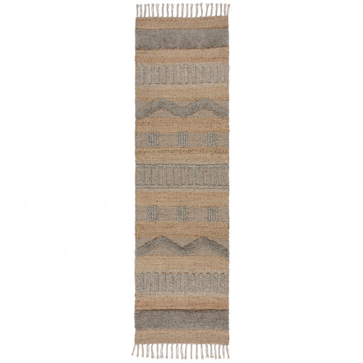 Covor traversă Medina Jute Natural/Gri 60x230 cm
