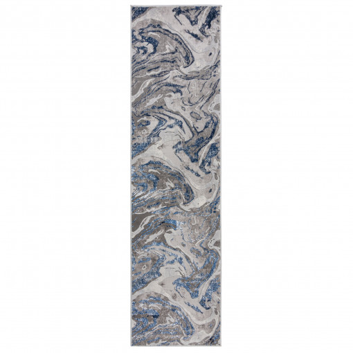Covor traversă Marbled Bleumarin 80x300 cm