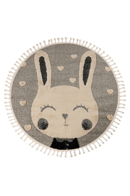Covor rotund copii Fano Gri 133x133 cm