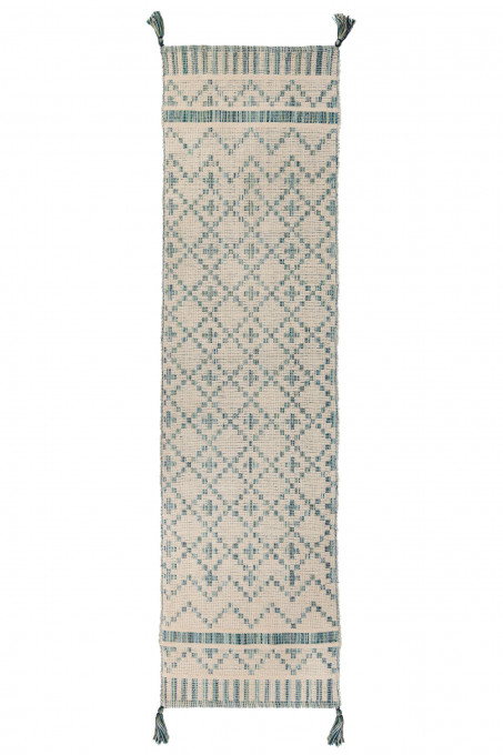 Covor traversă Leela Runner Ivory/Teal 60x200 cm