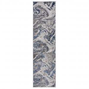 Covor traversă Marbled Bleumarin 60x230 cm - Img 1