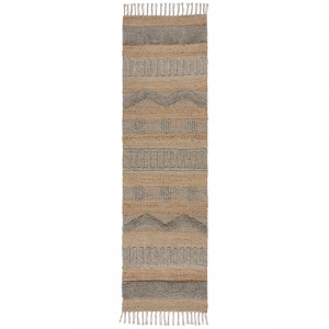 Covor traversă Medina Jute Natural/Gri 60x230 cm