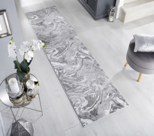 Covor traversă Marbled Argintiu 80x300 cm - Img 2
