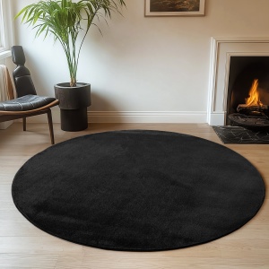 Covor rotund Joy Negru 200x200 cm - Img 2